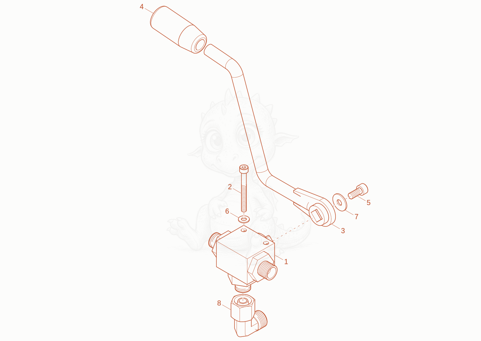 Exploded parts diagram of the BALL VALVE of a Wacker Neuson 803-2, with numbered balloons