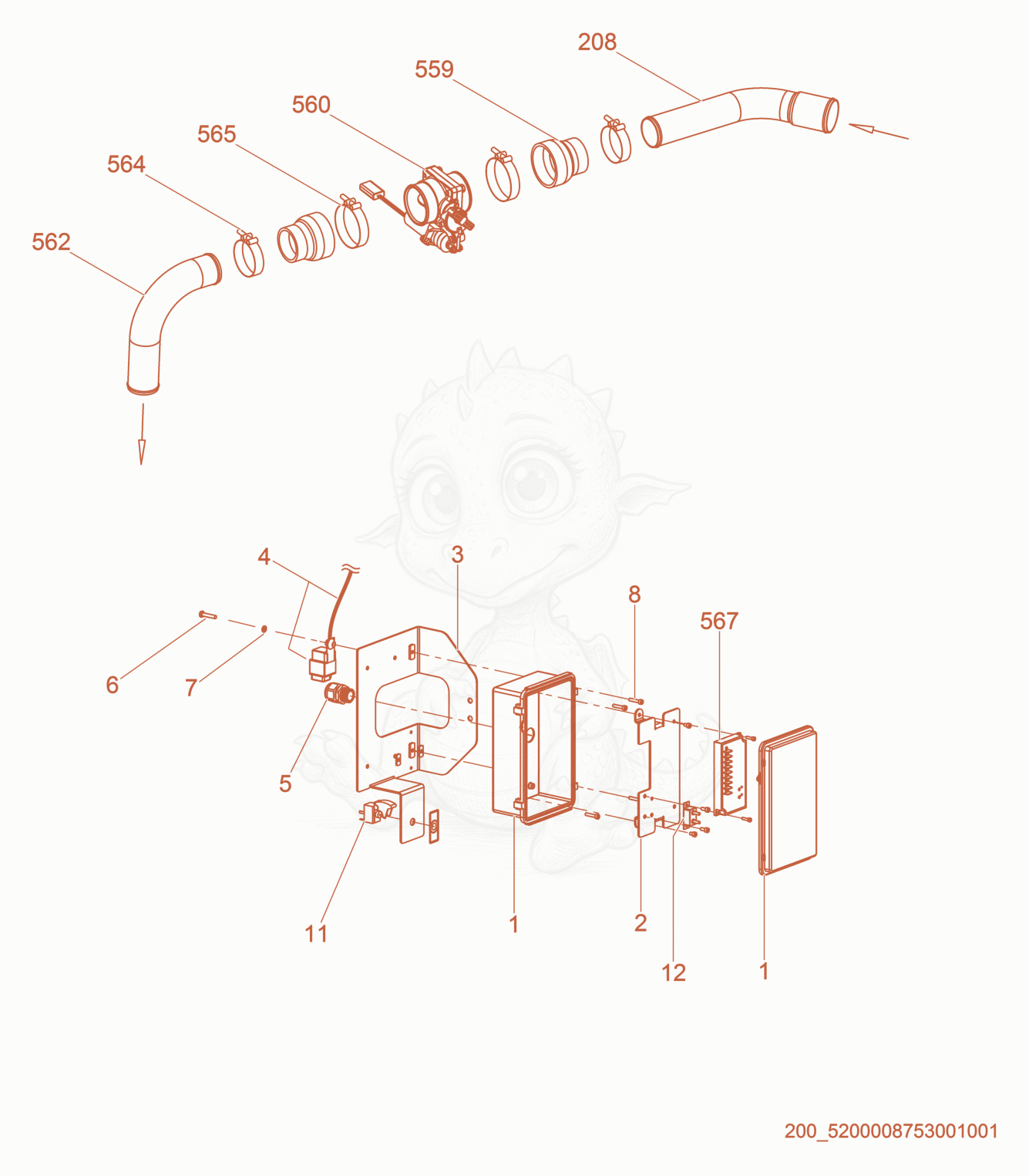 Exploded parts diagram of the Option-Positive Air Shutoff of a Wacker Neuson G180, with numbered balloons