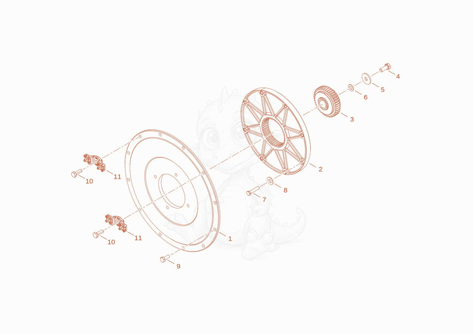 Exploded parts diagram of the coupling of a Wacker Neuson WL70T4F, with numbered balloons