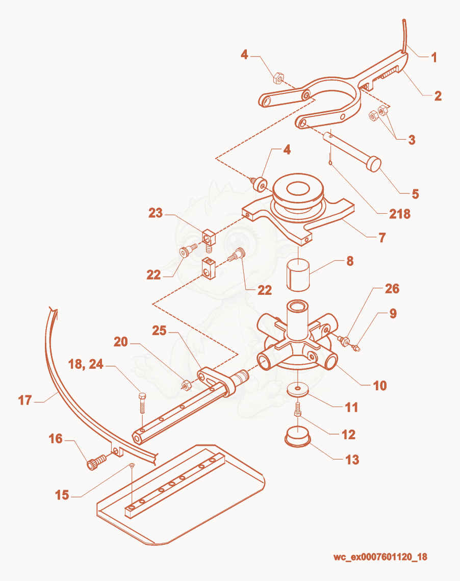 Exploded parts diagram of the Blade Mechanism of a Wacker Neuson CT48AVT, with numbered balloons