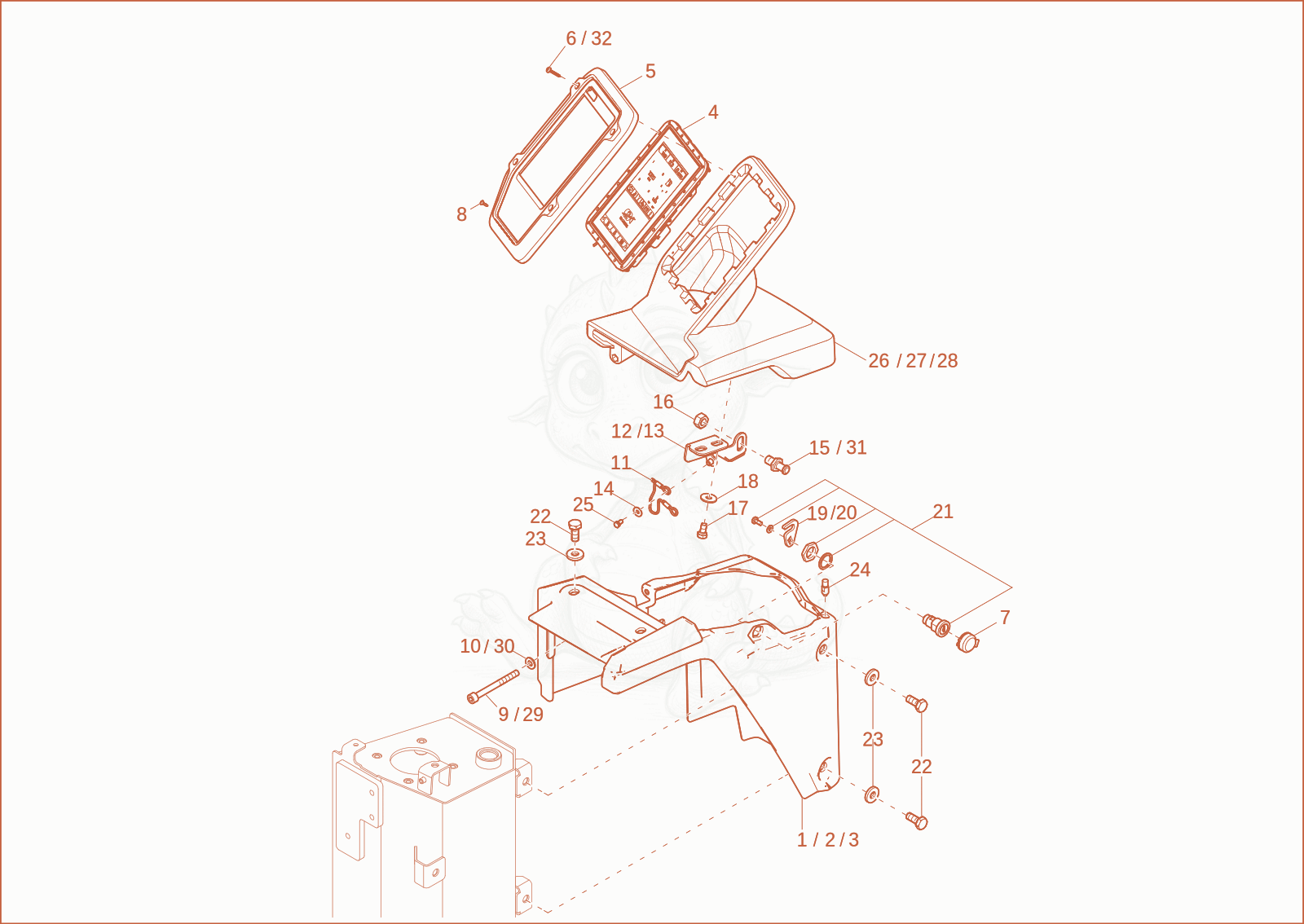 Exploded parts diagram of the TANK COVER of a Wacker Neuson EZ17E, with numbered balloons