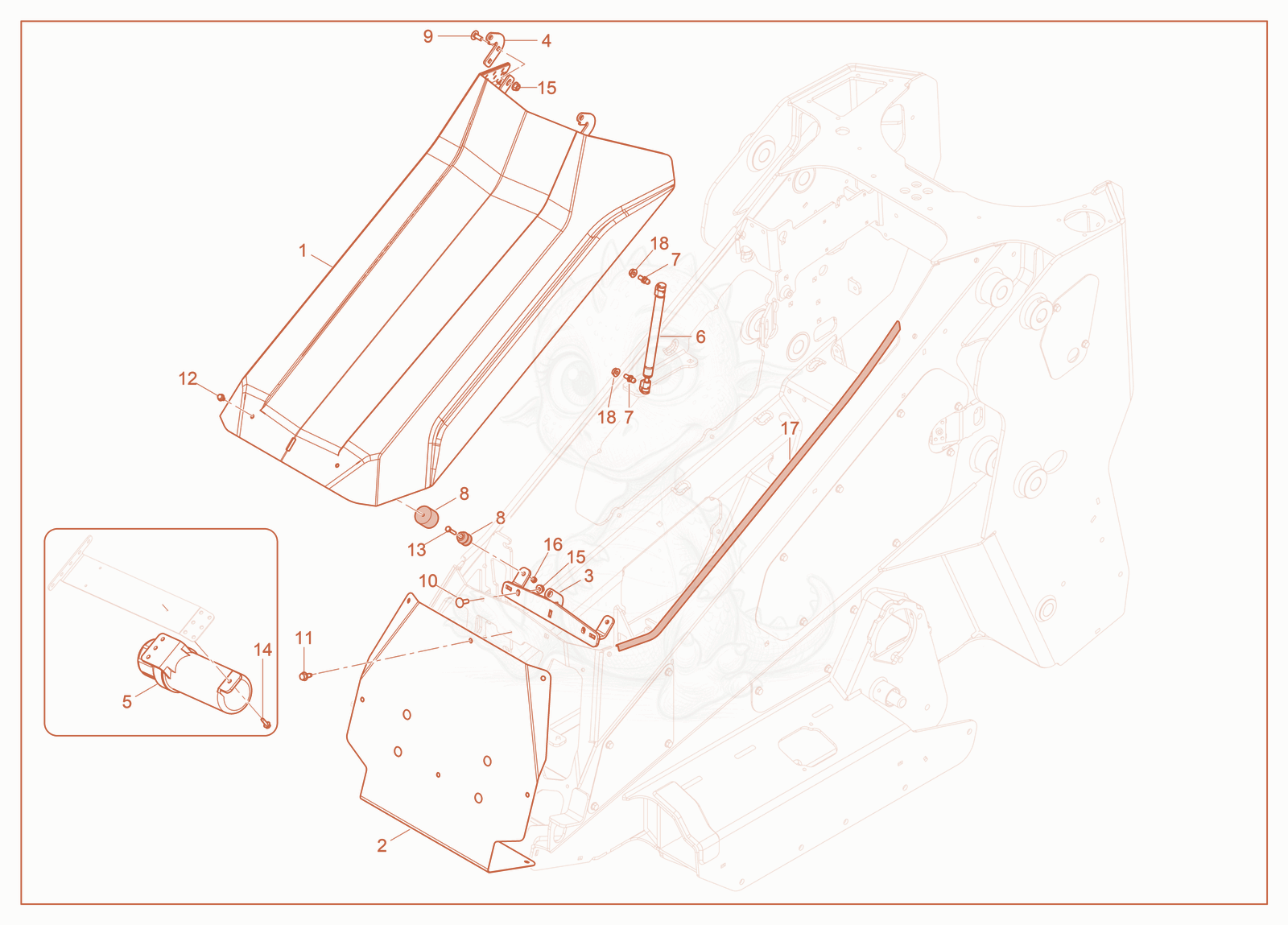 Exploded parts diagram of the Engine Hood of a Wacker Neuson SM120, with numbered balloons