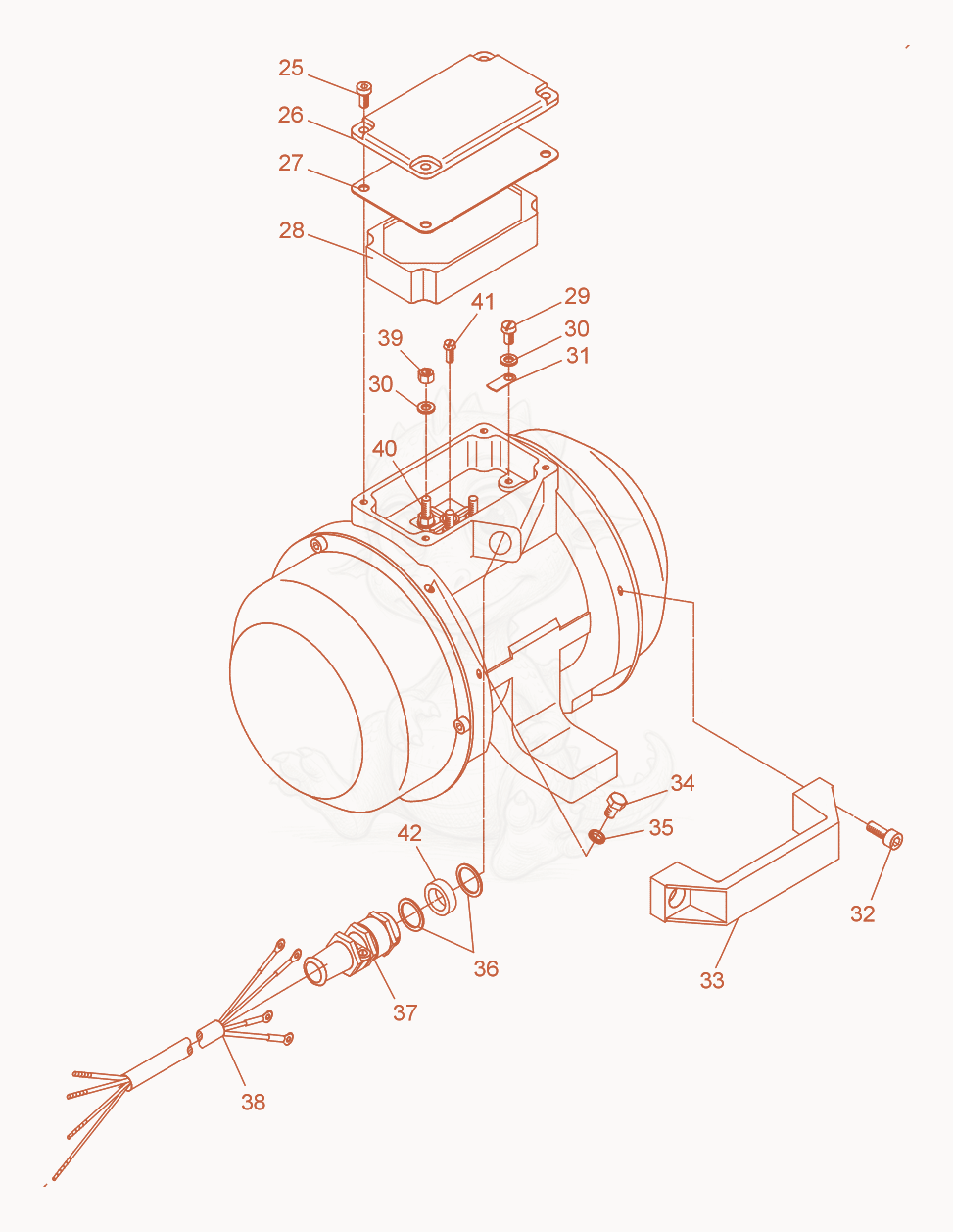 Exploded parts diagram of the External Vibrator cpl. of a Wacker Neuson AR52/4,5/250, with numbered balloons