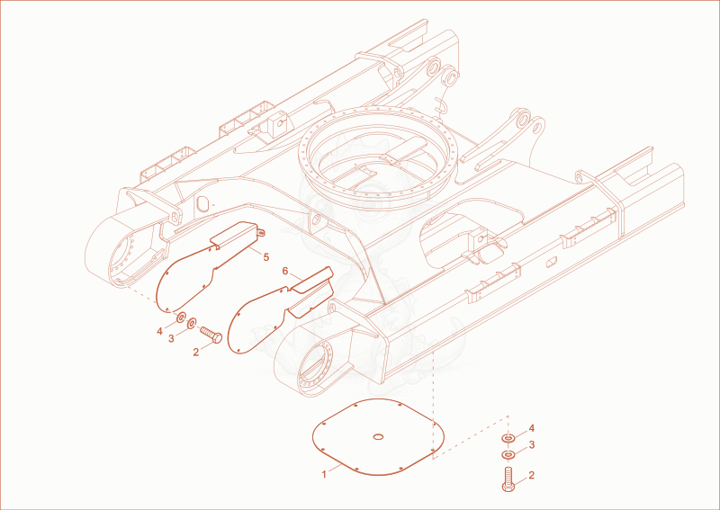 Exploded parts diagram of the cover undercarriage of a Wacker Neuson ET145, with numbered balloons