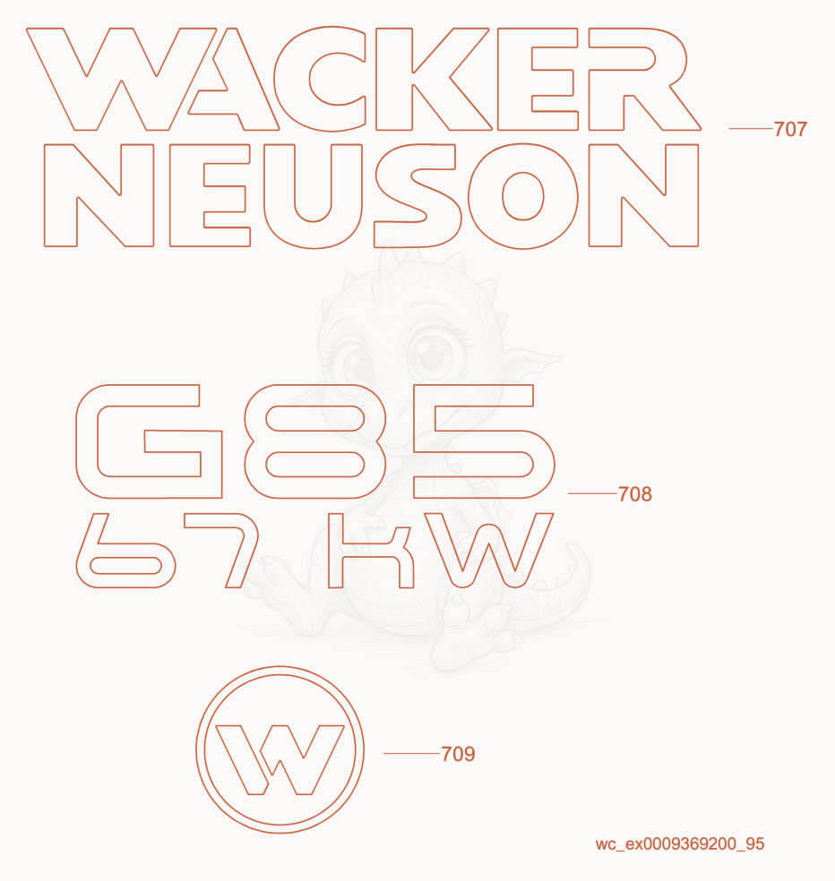 Despiece del Labels de una máquina Wacker Neuson G85, con globos numerados