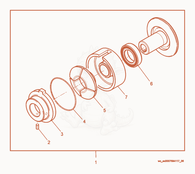 Exploded parts diagram of the Clutch cpl. of a Wacker Neuson CT36AGP, with numbered balloons