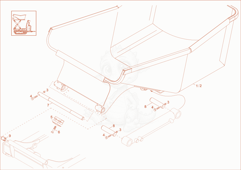 Exploded parts diagram of the skip 2 (Option) of a Wacker Neuson DT10E, with numbered balloons