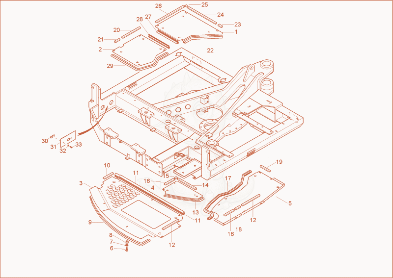 Exploded parts diagram of the chassis cover of a Wacker Neuson 8002RD, with numbered balloons