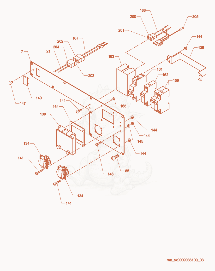 Exploded parts diagram of the Control Panel of a Wacker Neuson G3.3AI, with numbered balloons