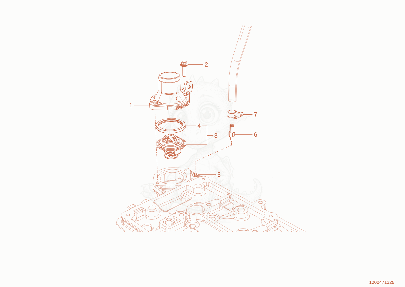 Exploded parts diagram of the Thermostat unit of a Wacker Neuson TH627(418-22), with numbered balloons