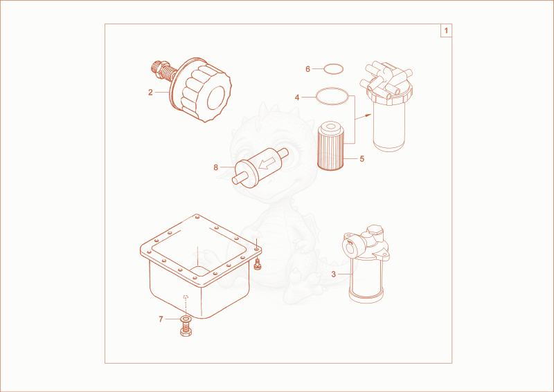 Exploded parts diagram of the maintenance package (50h) of a Wacker Neuson DT10, with numbered balloons