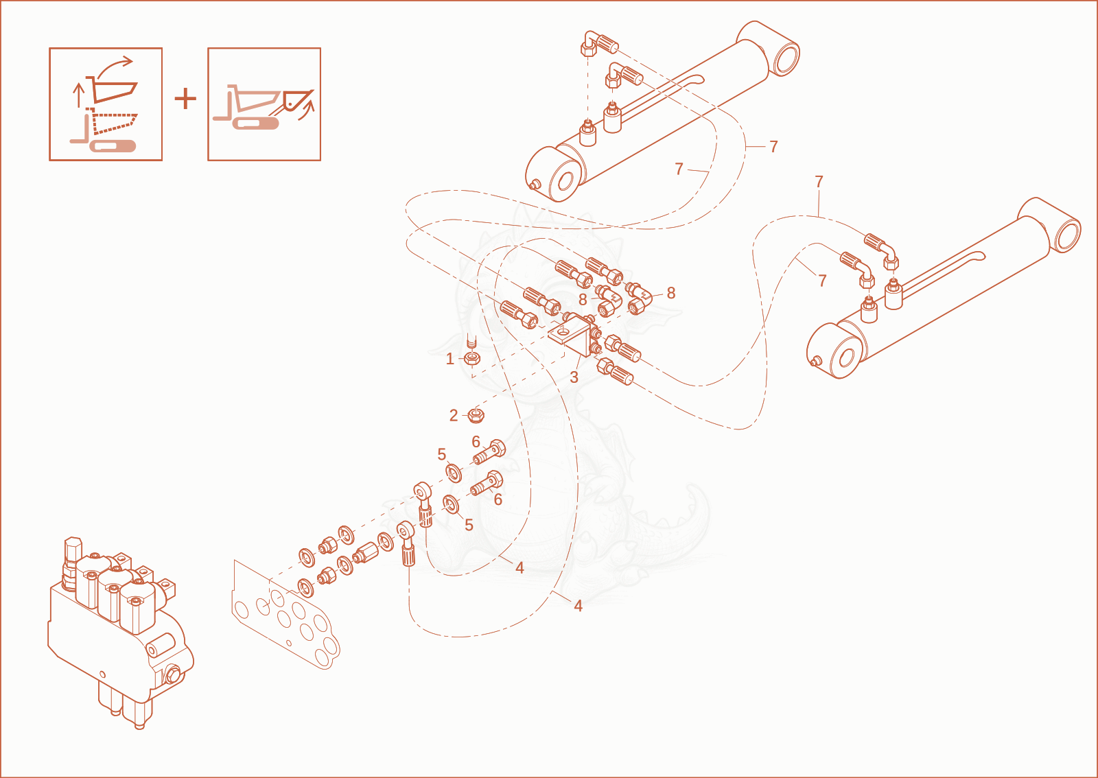 Exploded parts diagram of the CYLINDER OPERATION 2 (Option) of a Wacker Neuson DT12, with numbered balloons