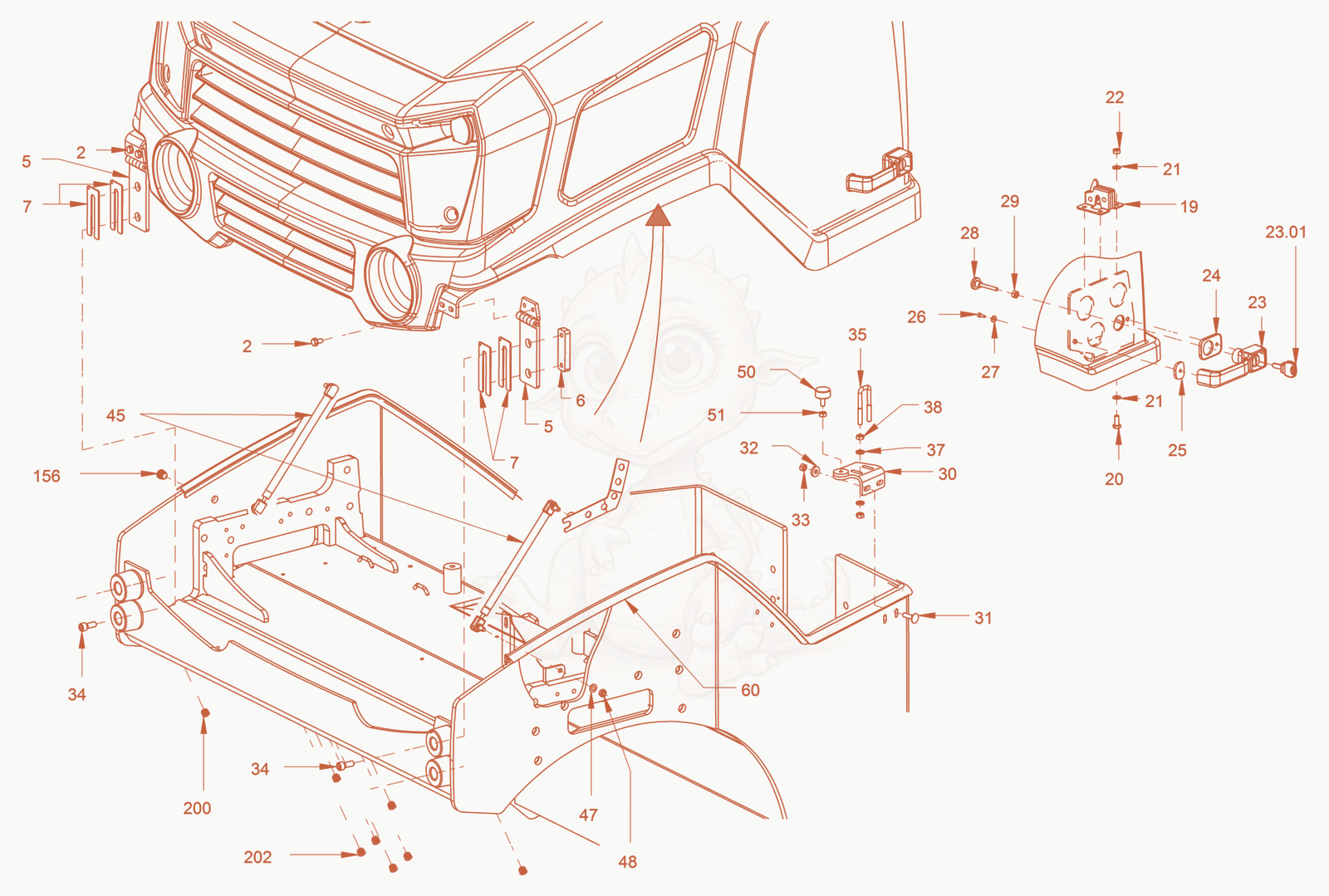 Exploded parts diagram of the canopies and covers of a Wacker Neuson RD40-130C, with numbered balloons