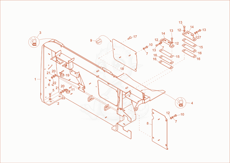 Exploded parts diagram of the seperating plate of a Wacker Neuson ET65, with numbered balloons