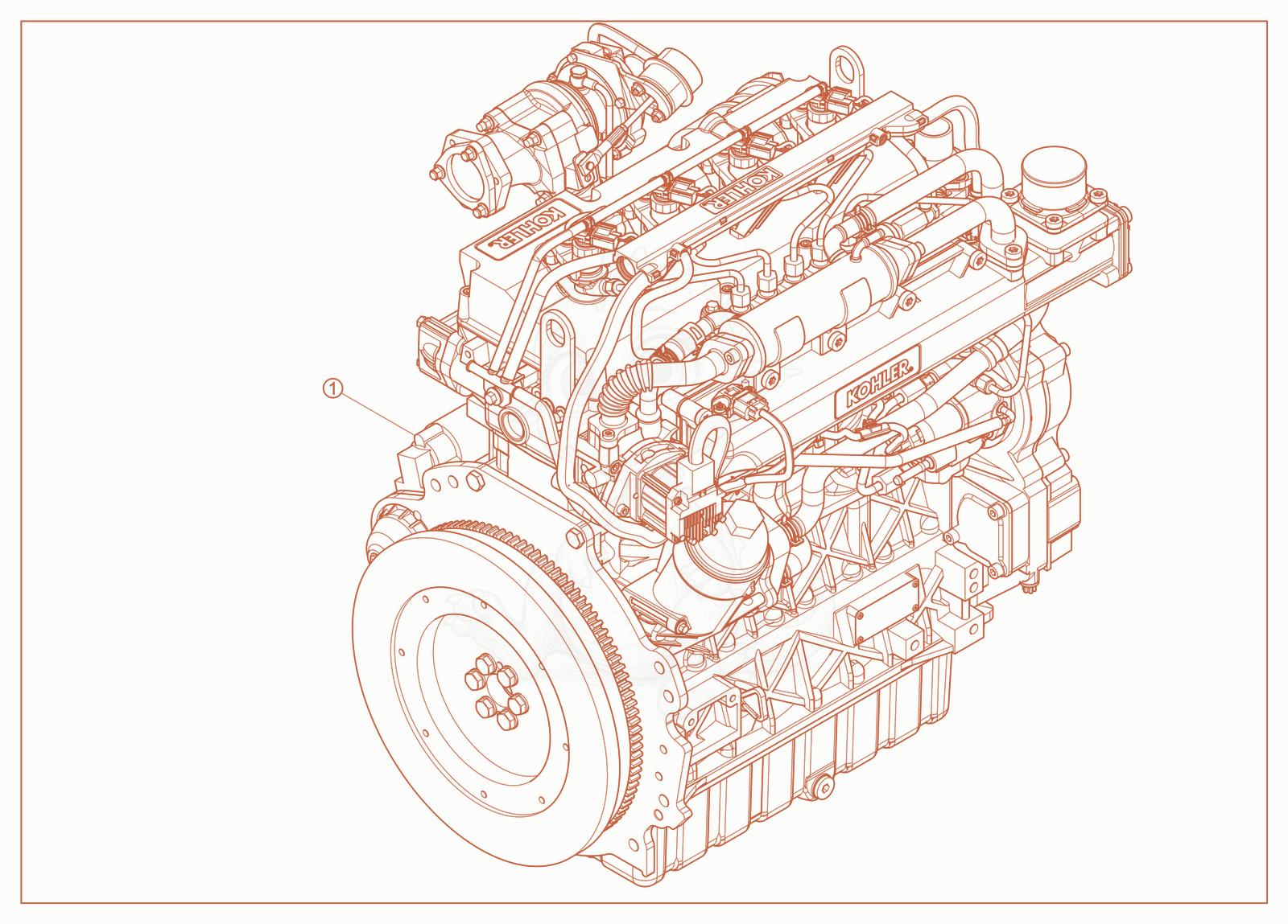 Exploded parts diagram of the Kohler Engine (2504 TCR) of a Wacker Neuson G50, with numbered balloons