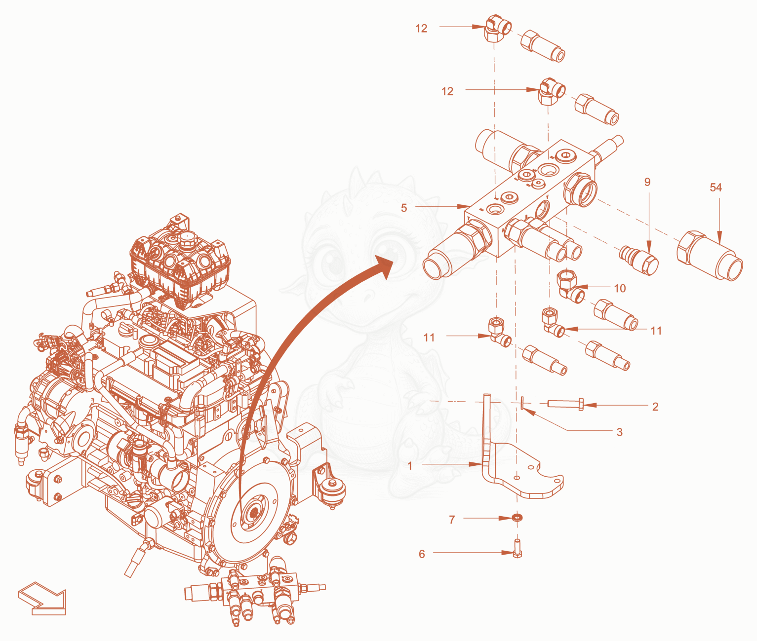Exploded parts diagram of the hydraulic oil tank of a Wacker Neuson RC110PUSCAB, with numbered balloons