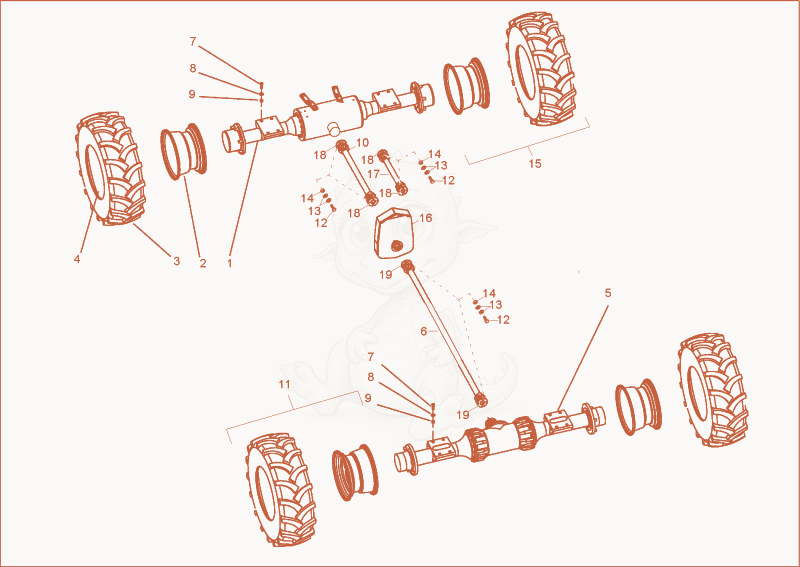 Exploded parts diagram of the undercarriage of a Wacker Neuson 3500/6002, with numbered balloons