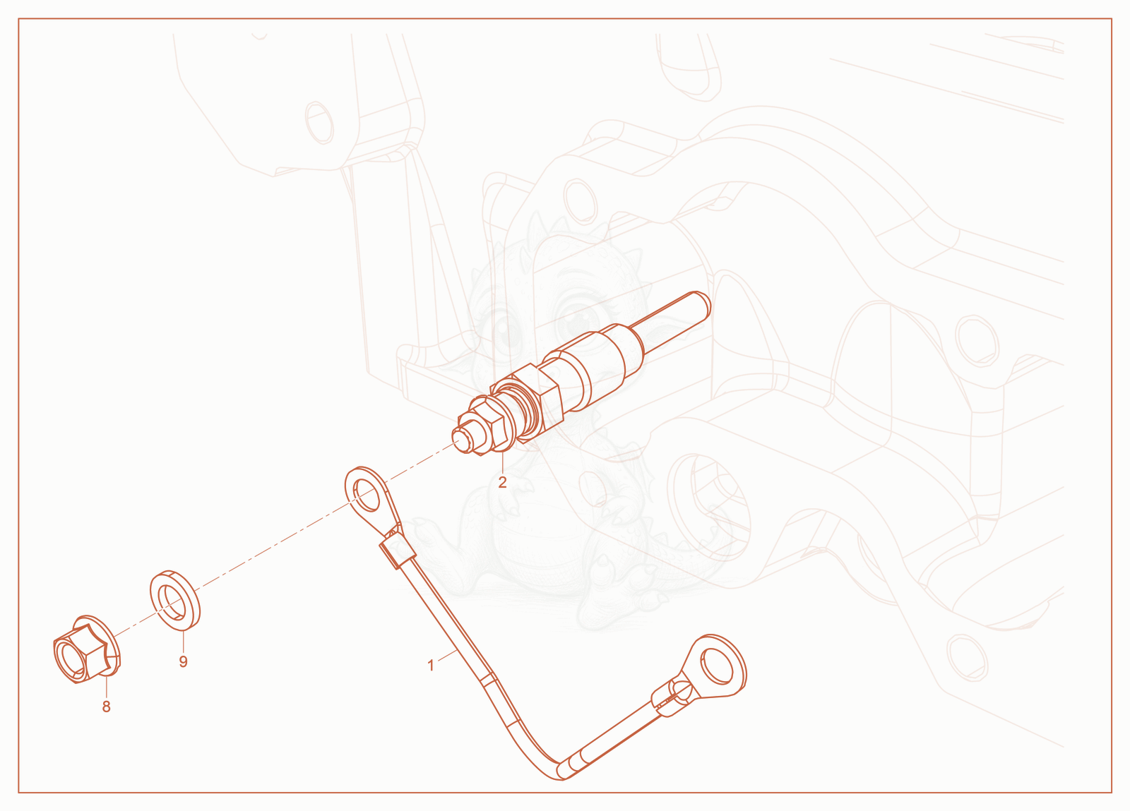 Exploded parts diagram of the Glow Plug of a Wacker Neuson RTD-SC4, with numbered balloons