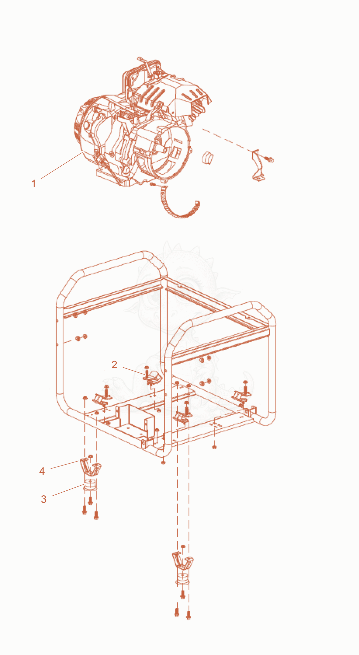 Exploded parts diagram of the Components of frame cpl. of a Wacker Neuson GS6503GCE, with numbered balloons