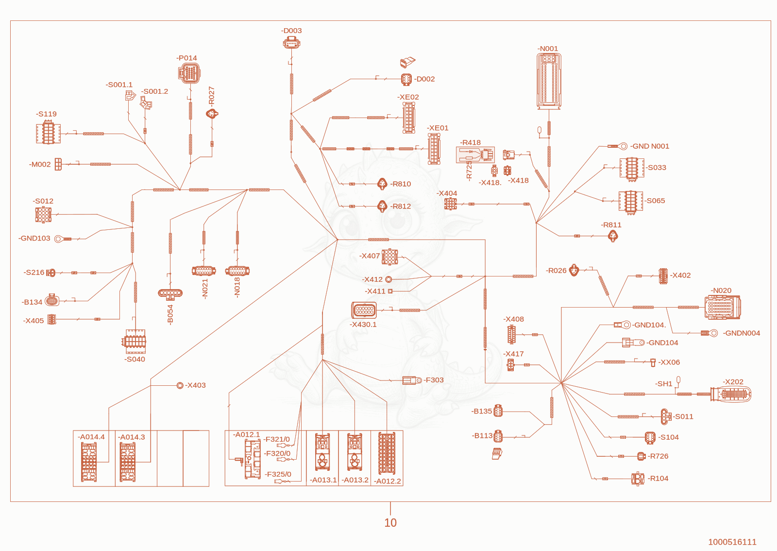 Exploded parts diagram of the wiring harness roof of a Wacker Neuson WL950(A05-01), with numbered balloons