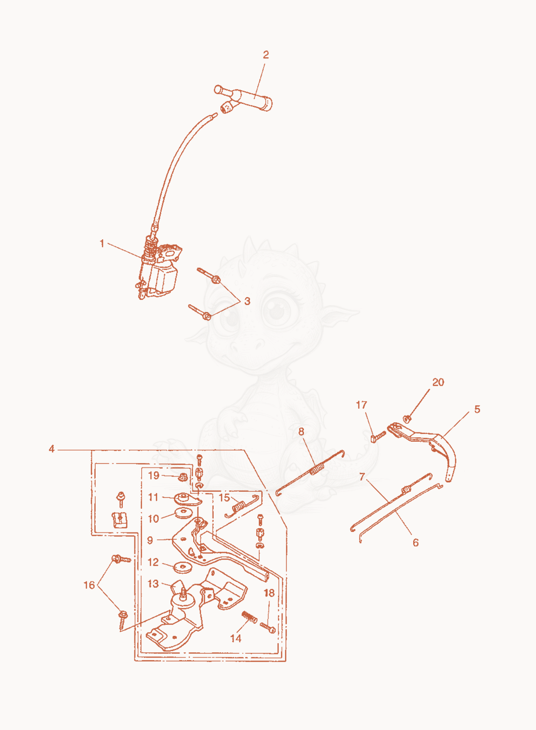 Exploded parts diagram of the Magneto Armature-Throttle Control of a Wacker Neuson A5000, with numbered balloons