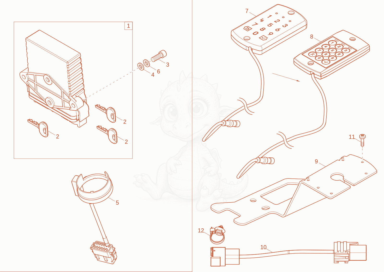 Exploded parts diagram of the drive lock (Option) of a Wacker Neuson ET145, with numbered balloons