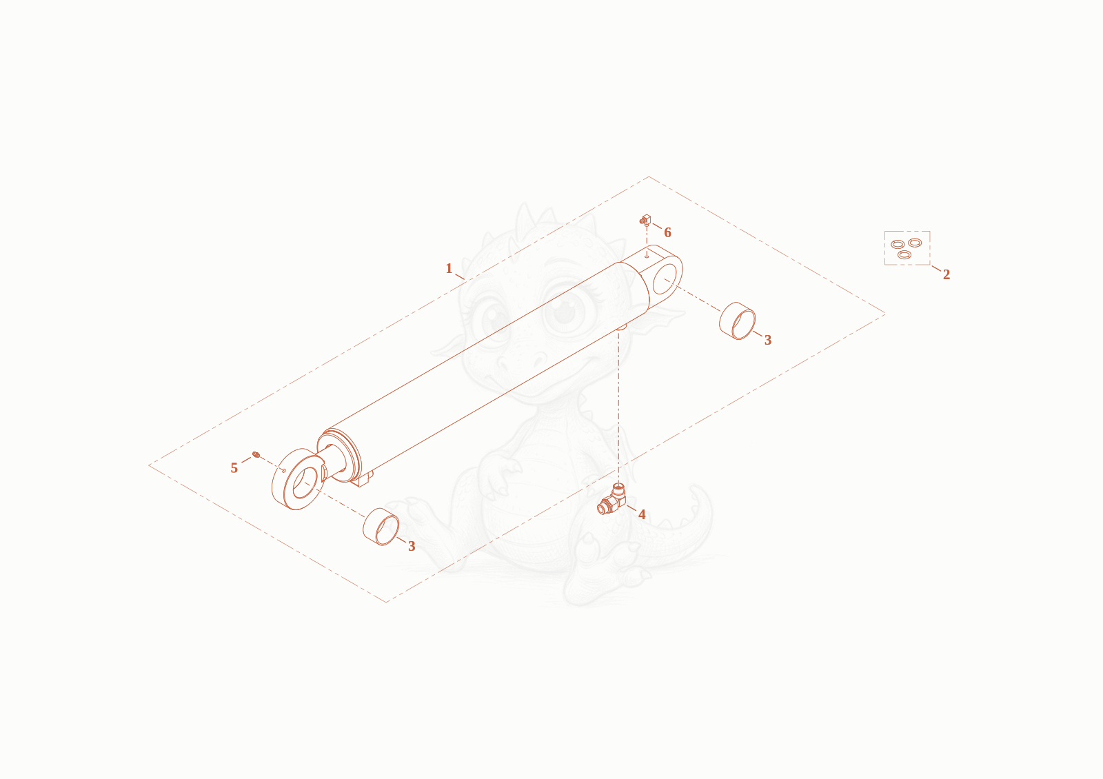 Exploded parts diagram of the lift cylinder of a Wacker Neuson WL52CANOPY, with numbered balloons