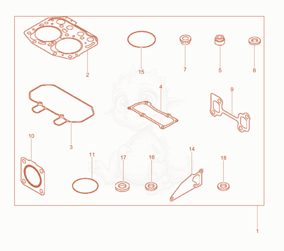 Exploded parts diagram of the Gasket set of a Wacker Neuson LTN4YRH, with numbered balloons