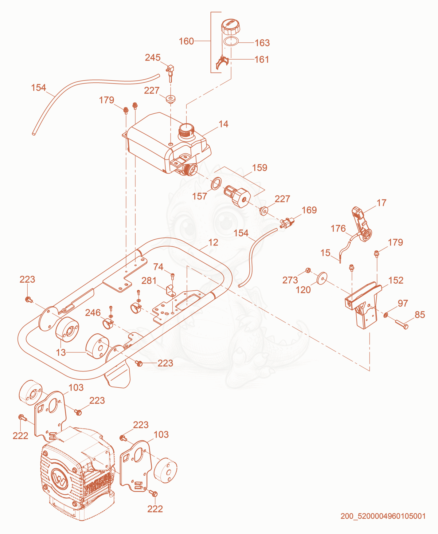 Exploded parts diagram of the Guide Handle cpl. of a Wacker Neuson MS62, with numbered balloons