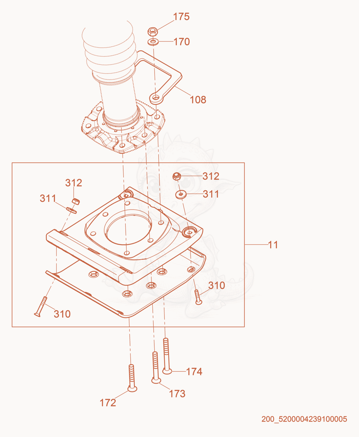 Exploded parts diagram of the Ramming shoe cpl. of a Wacker Neuson BS60-4SEU, with numbered balloons