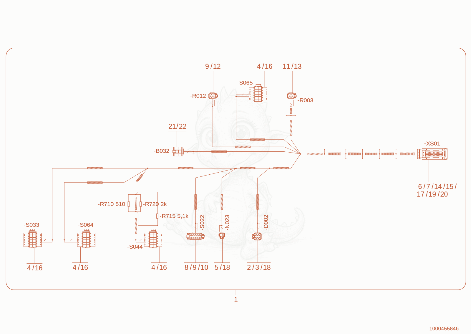 Exploded parts diagram of the wiring harness of a Wacker Neuson WL95(WRL90-00), with numbered balloons