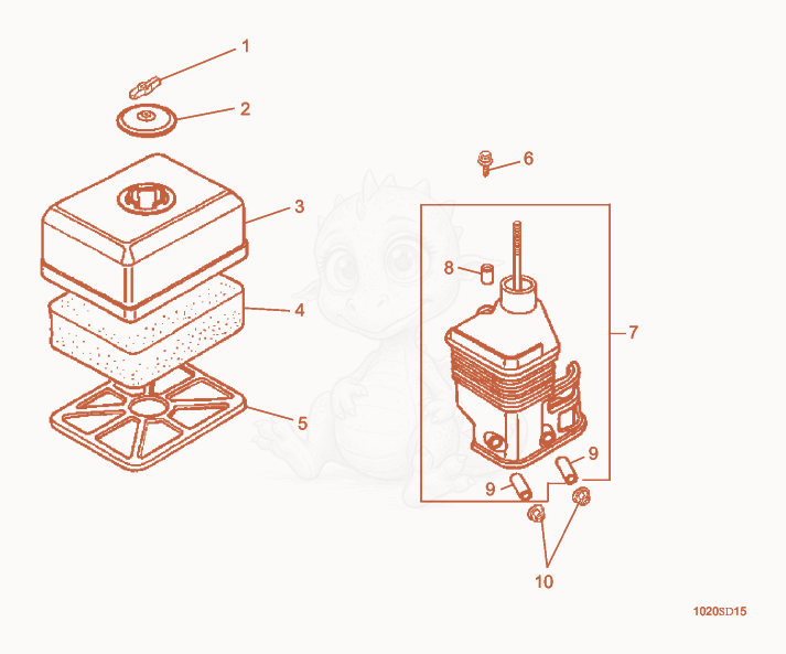 Exploded parts diagram of the Air Cleaner of a Wacker Neuson PG2A, with numbered balloons