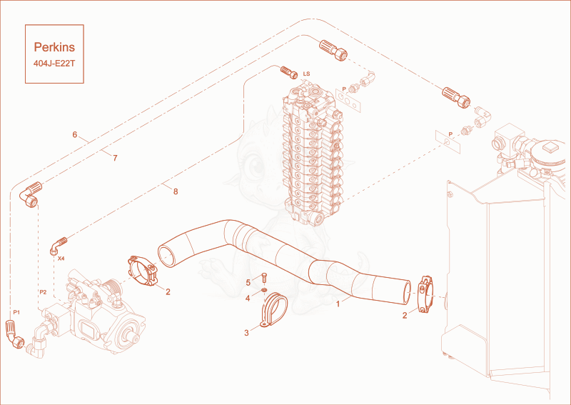 Exploded parts diagram of the HYDRAULIC PUMP INST. (Option) of a Wacker Neuson ET65, with numbered balloons