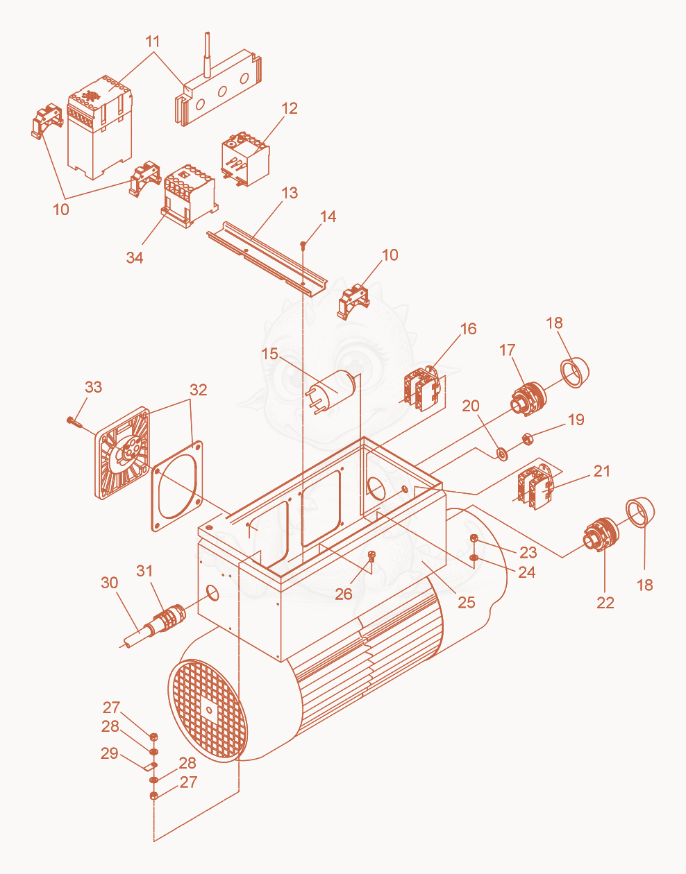 Exploded parts diagram of the Converter cpl. of a Wacker Neuson FU1,6/200SW, with numbered balloons