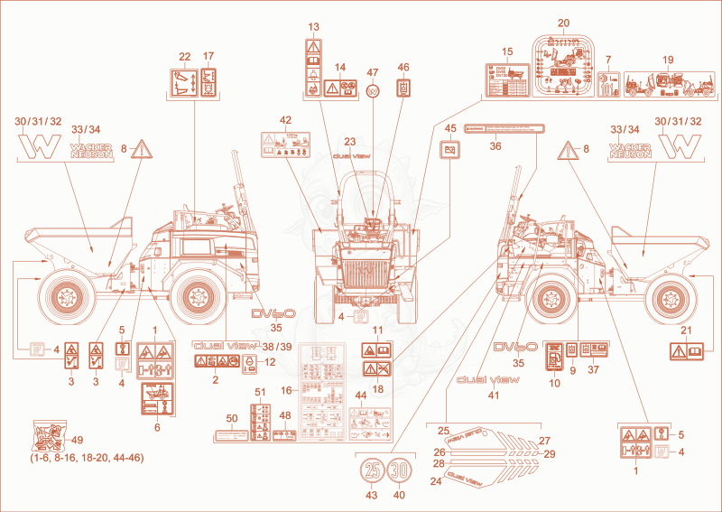 Exploded parts diagram of the STICKER, of a Wacker Neuson DV60, with numbered balloons