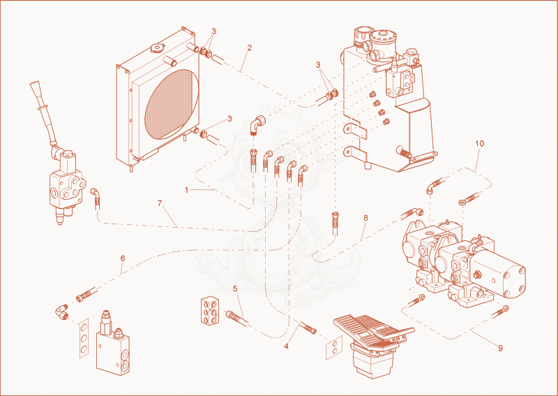 Exploded parts diagram of the TANK LINE INSTALLATION of a Wacker Neuson TD18, with numbered balloons