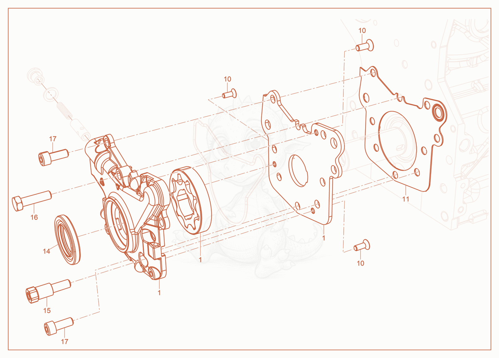 Exploded parts diagram of the Oil Pump of a Wacker Neuson RTD-SC4, with numbered balloons