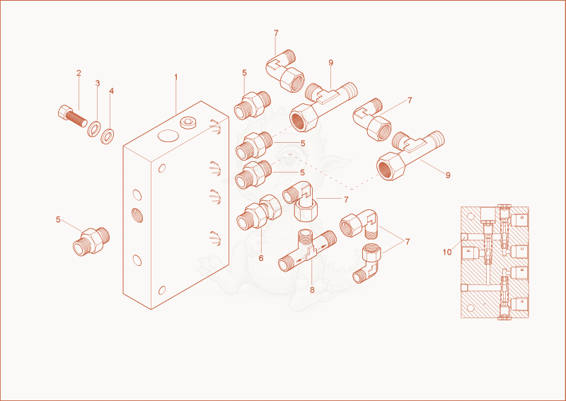 Exploded parts diagram of the VALVE BLOCK of a Wacker Neuson 2902RDFORCE, with numbered balloons