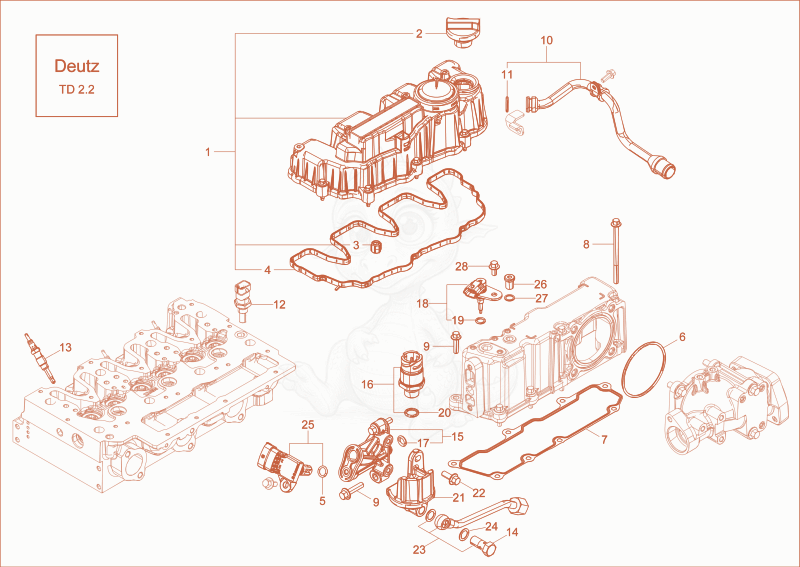 Exploded parts diagram of the CYLINDER HEAD, VALVE COVER of a Wacker Neuson DW50-2, with numbered balloons