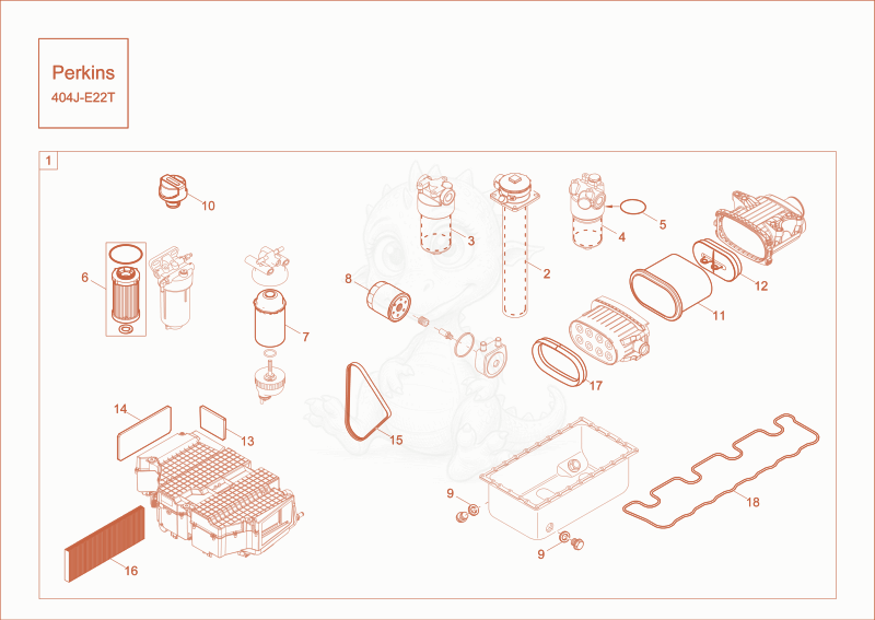 Exploded parts diagram of the maintenance package (1000h) (option) of a Wacker Neuson EW65, with numbered balloons