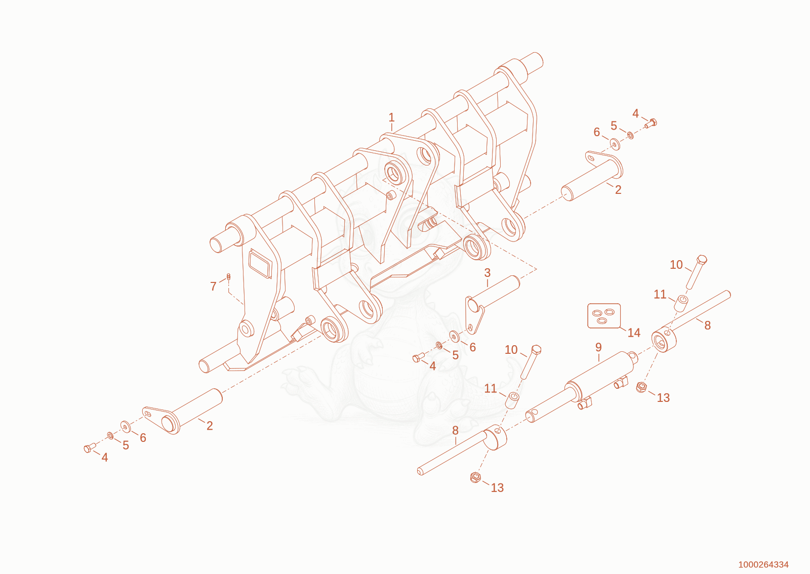 Exploded parts diagram of the quickhitch plate of a Wacker Neuson WL20, with numbered balloons