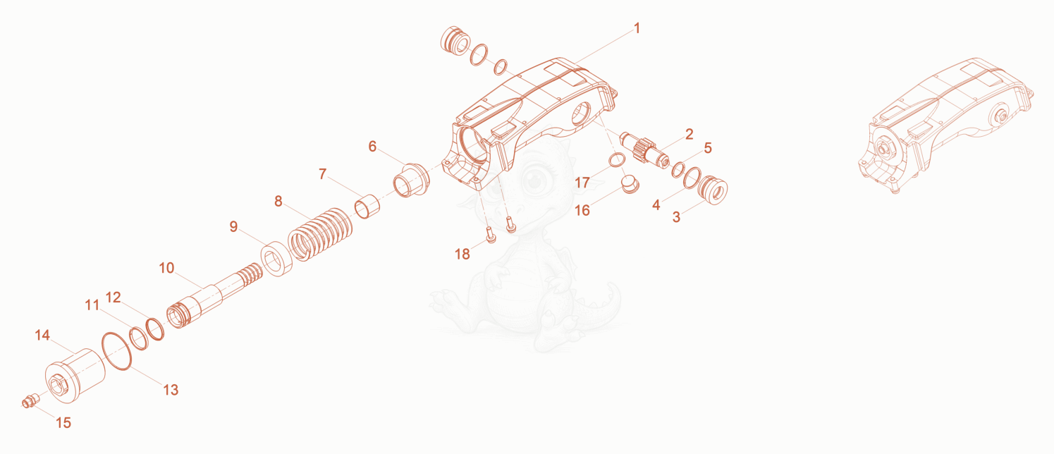 Exploded parts diagram of the Center Pole Head cpl. DPU110 of a Wacker Neuson DPU110LEM970, with numbered balloons