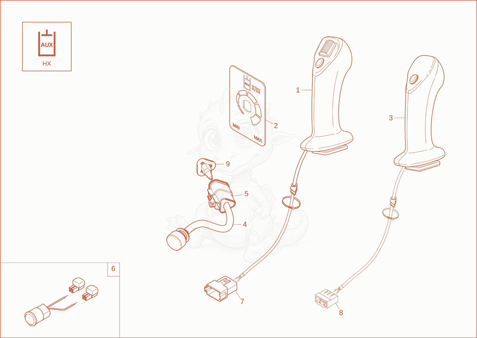 Exploded parts diagram of the JOYSTICK (OPTION) of a Wacker Neuson ET24, with numbered balloons