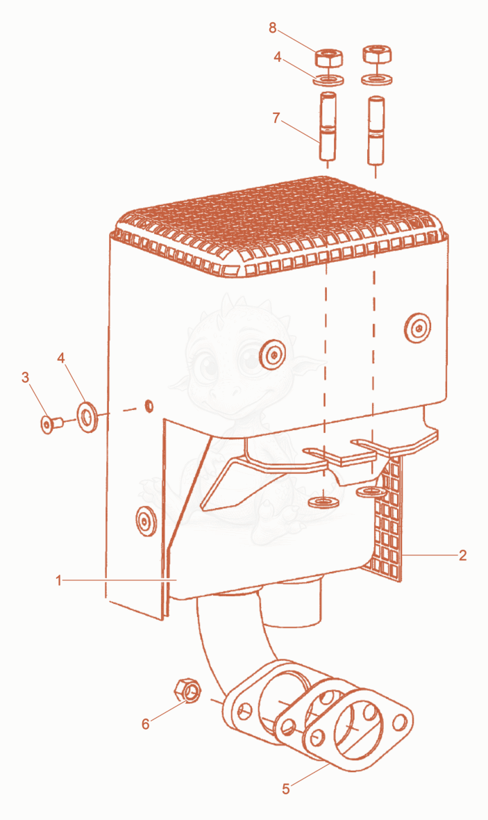 Exploded parts diagram of the Muffler of a Wacker Neuson DPU7060FET, with numbered balloons
