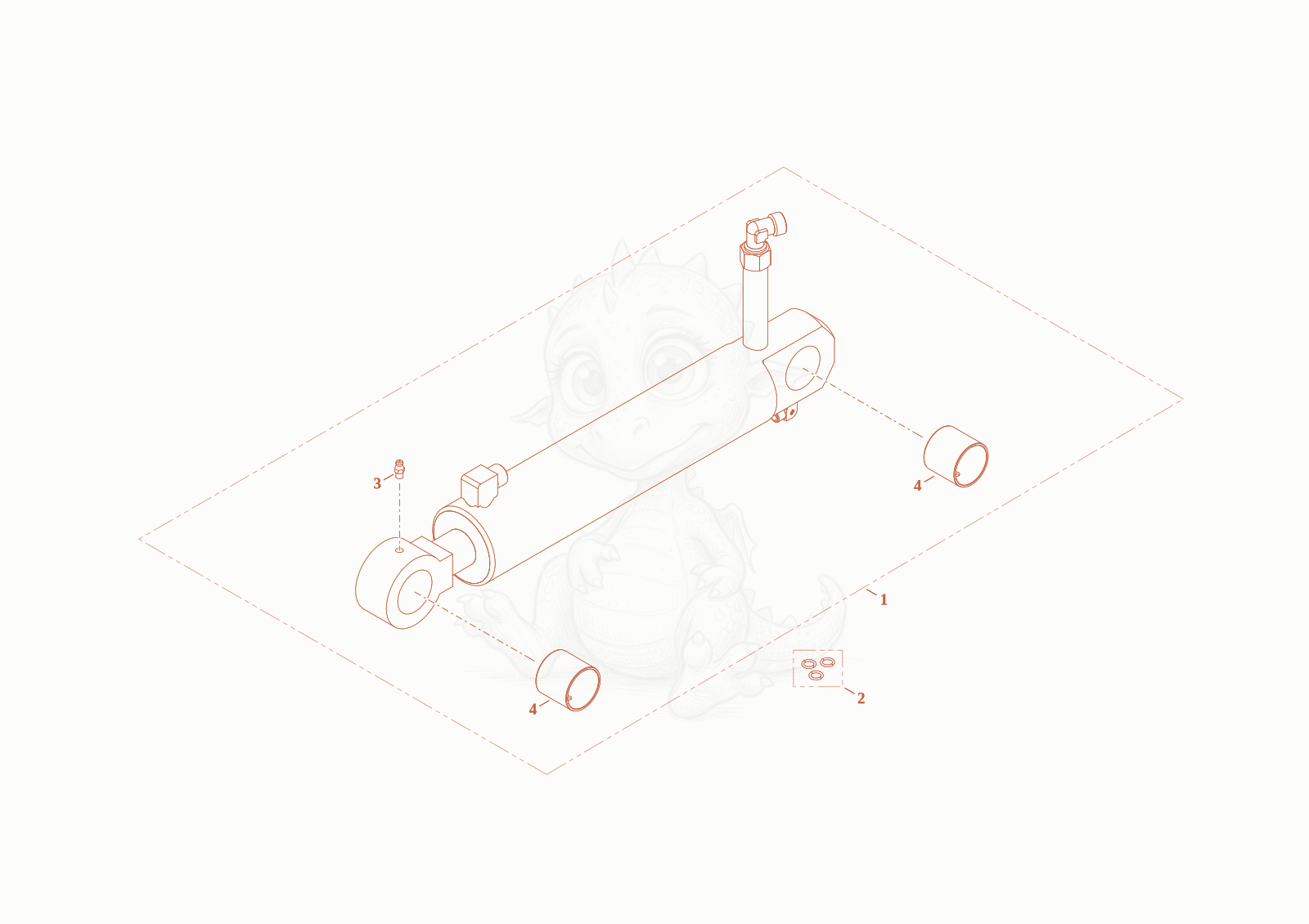 Exploded parts diagram of the regulation ram of a Wacker Neuson TH408, with numbered balloons