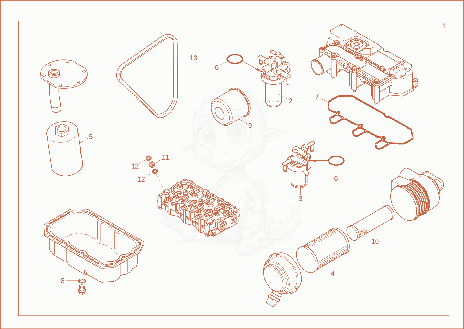 Exploded parts diagram of the maintenance package (1000h) (option) SPC of a Wacker Neuson ET08, with numbered balloons