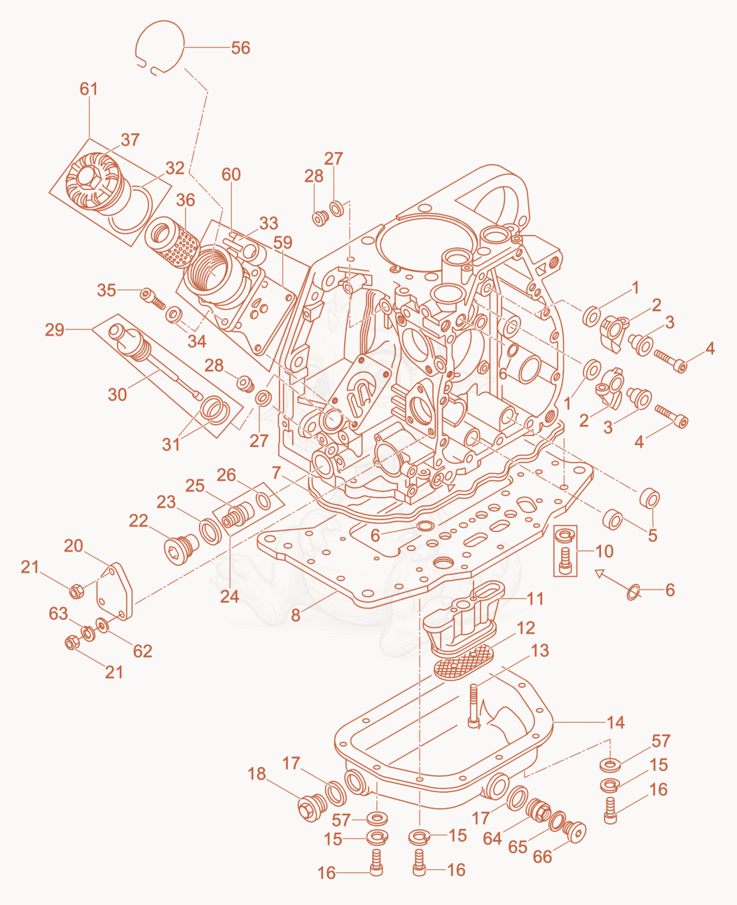Exploded parts diagram of the Crankcase cpl. of a Wacker Neuson DPU4545HAP, with numbered balloons