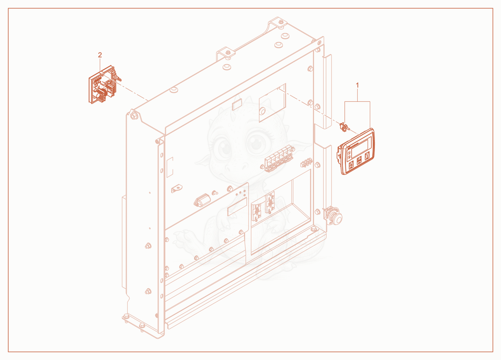 Exploded parts diagram of the Voltage Regulator/Control Module of a Wacker Neuson LTG14, with numbered balloons