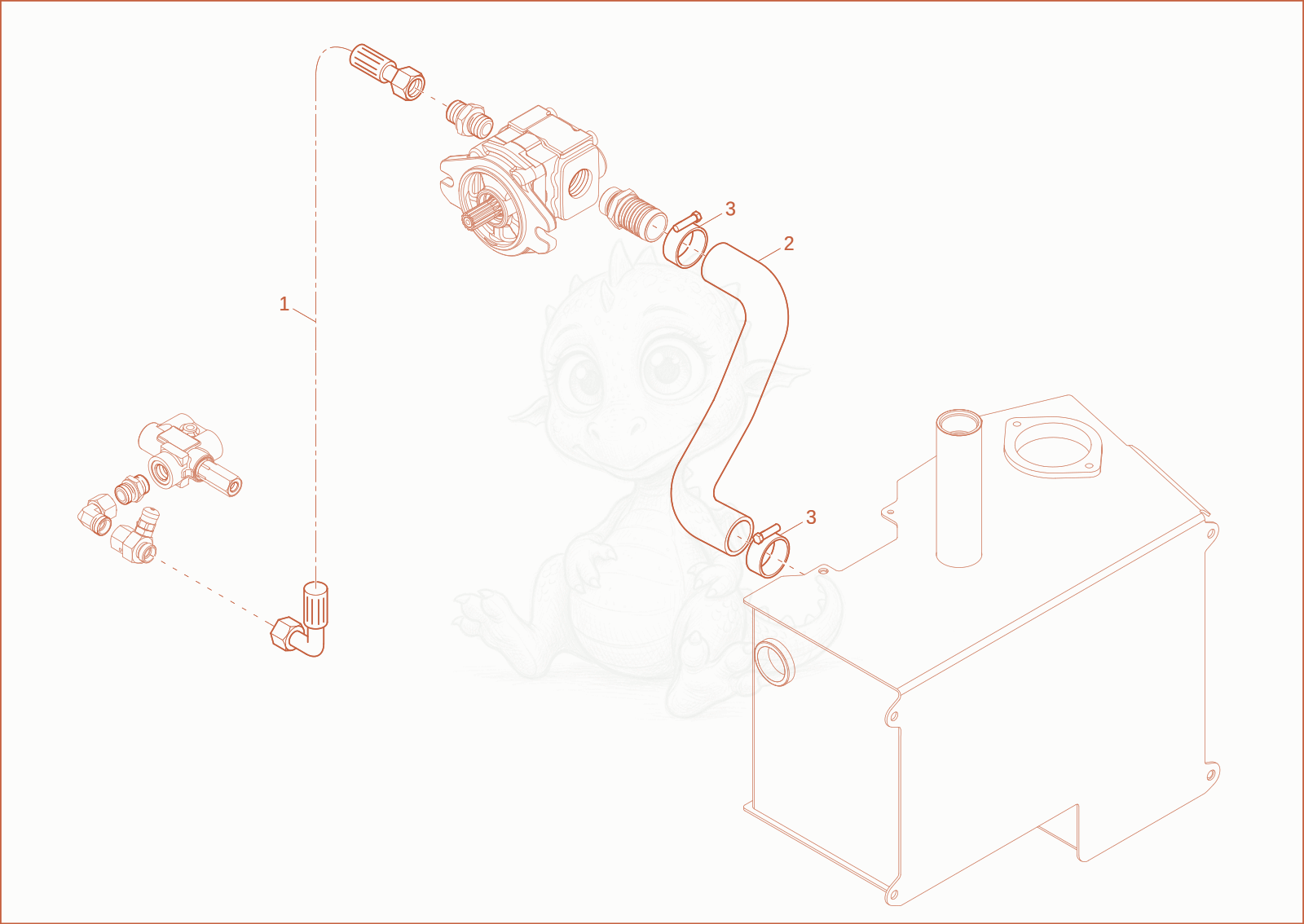 Exploded parts diagram of the GEAR PUMP INSTALLATION of a Wacker Neuson DW50-2, with numbered balloons