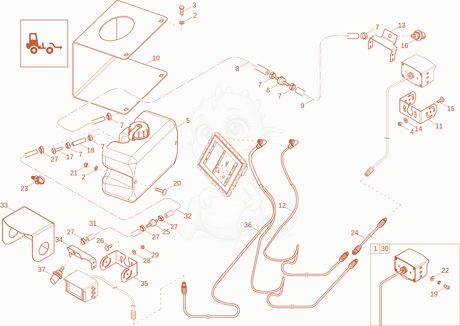 Exploded parts diagram of the Reversing Camera (OPTION) of a Wacker Neuson DV60-2, with numbered balloons